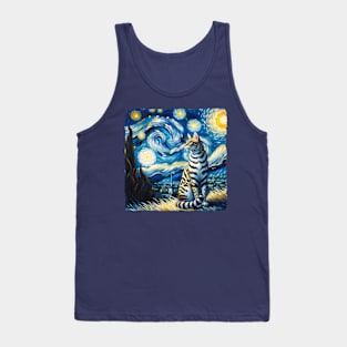 Toyger Starry Night Inspired - Artistic Cat Tank Top